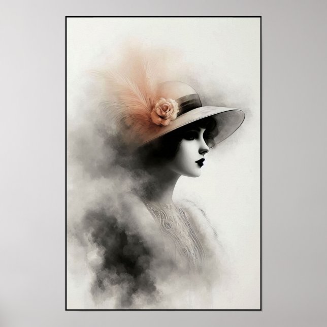 Misty Retro Portrait of Elegance Poster (Vorne)