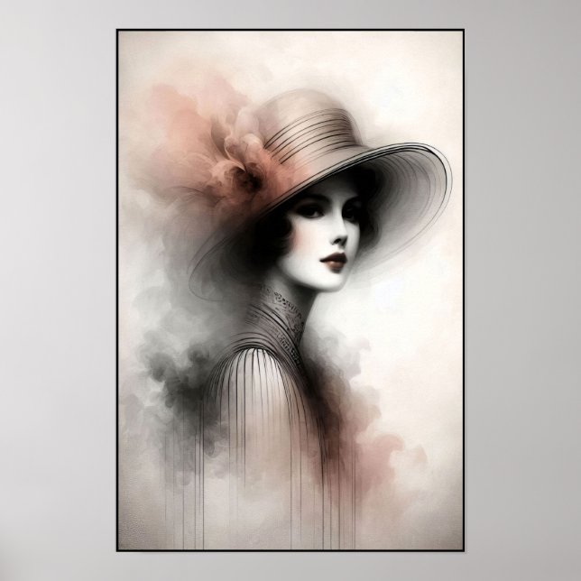 Misty Retro Portrait of Elegance Poster (Vorne)
