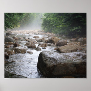 Misty River Rocks Poster
