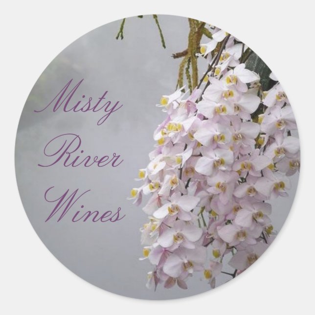 Misty River Wine Labels Runder Aufkleber (Vorderseite)