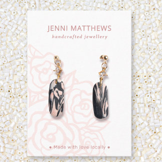 Misty Rose Bouquet Pink Floral Earring Display Visitenkarte