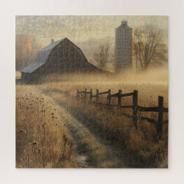 Misty Rural Farm Scene