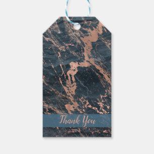 Misty Rustic Blue & Rose Gold Pink Glam Marmor Geschenkanhänger