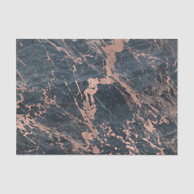 Misty Rustic Blue & Rose Gold Pink Glam Marmor Seidenpapier (Vorderseite)