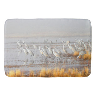 Misty Sandhill Cranes Badematte