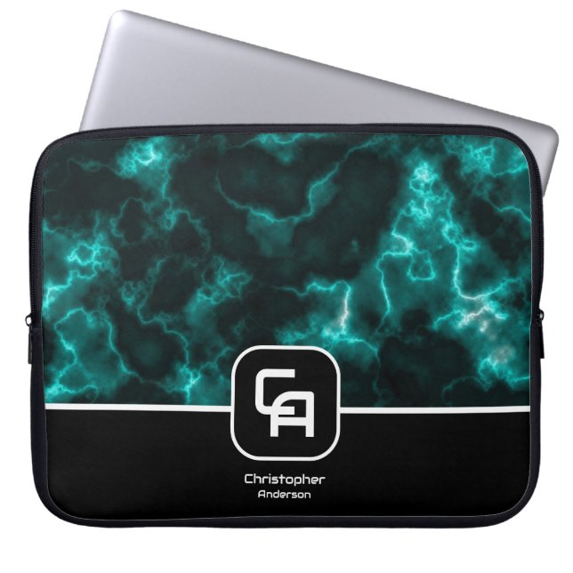 Misty Smoke Monogram Aqua Laptopschutzhülle (Vorderseite)