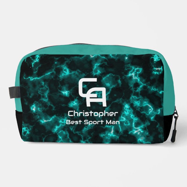 Misty Smoke Monogram Aqua Waschbeutel (Vorderseite)