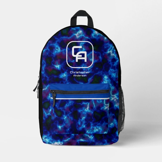 Misty Smoke Monogram Blue Bedruckter Rucksack (Vorderseite)
