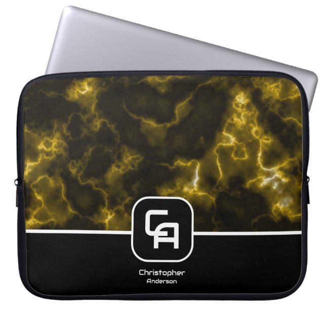 Misty Smoke Monogram Gold Laptopschutzhülle (Vorderseite)
