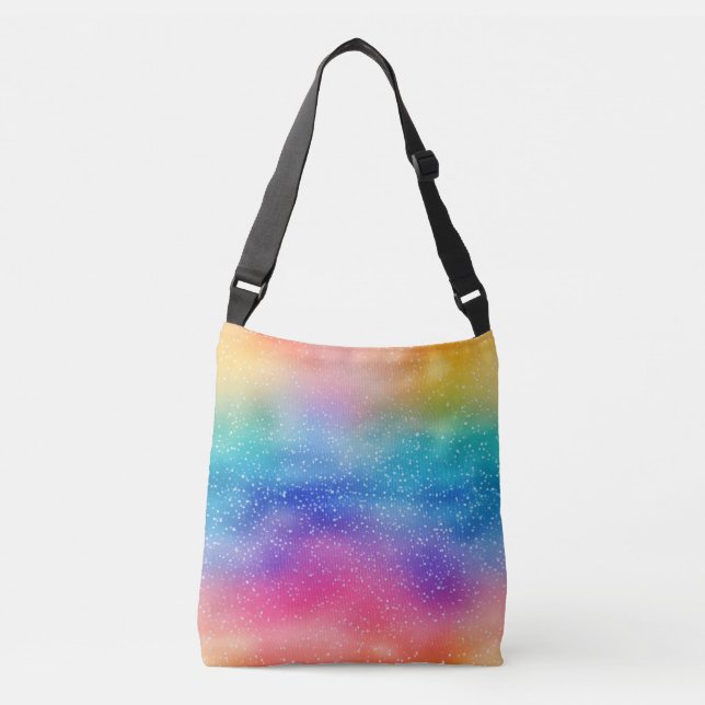 Misty Sparkling Rainbow Tragetaschen Mit Langen Trägern (Vorderseite)