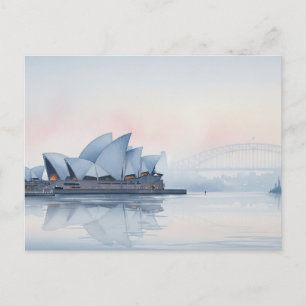 Misty Sydney Opera House Australia Postkarte
