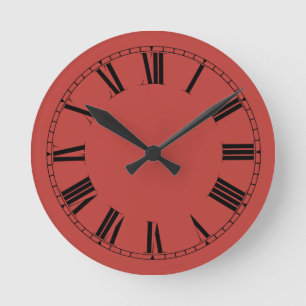 Misty Tomato Red Solid Color Runde Wanduhr