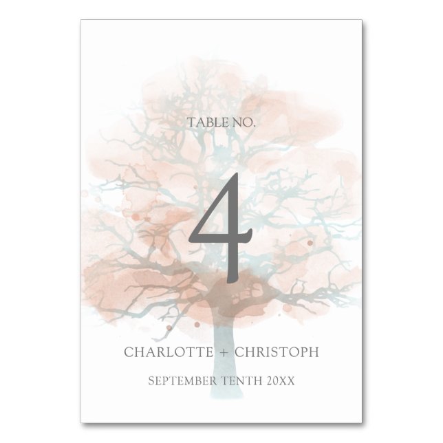 Misty Tree Tischnummer (Vorderseite)