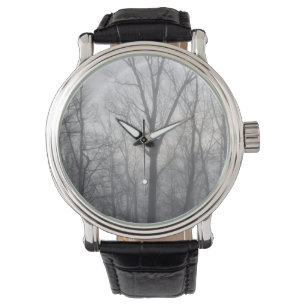 Misty Trees Gray Woodland Armbanduhr
