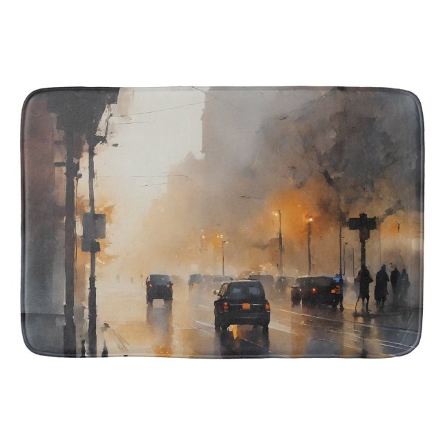 Misty Urban Abend Badematte (Vorderseite)