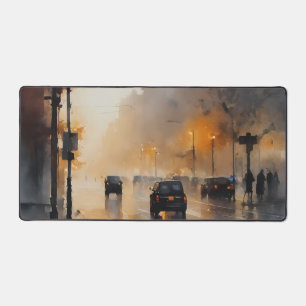 Misty Urban Abend Schreibtischunterlage