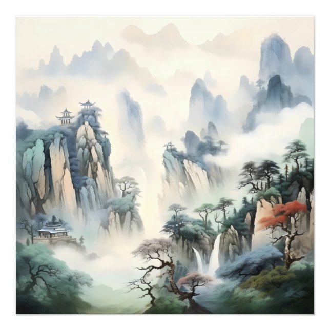 Misty Valley Mountains Fotodruck (Vorne)