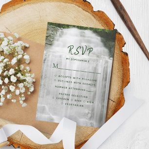 Misty Waterfall Nature Wedding RSVP Karte
