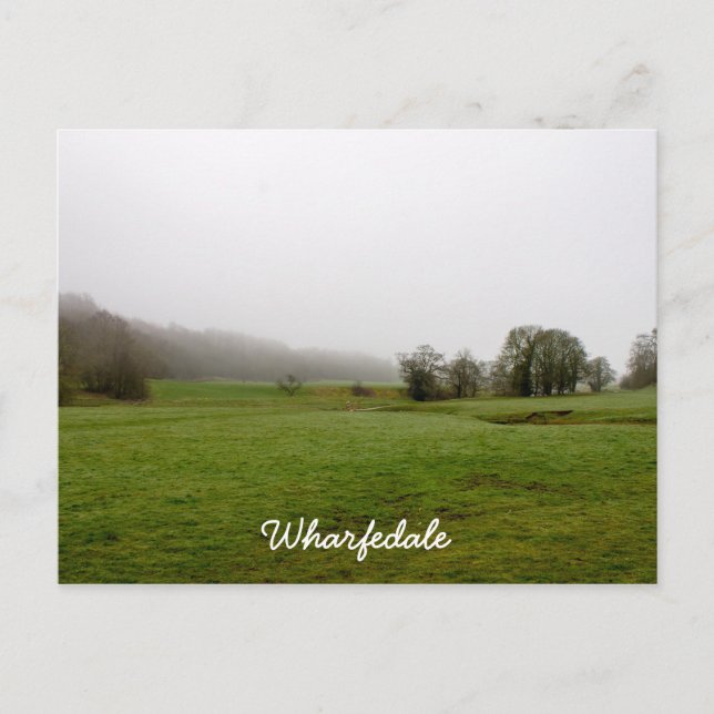 Misty Wharfedale Landschaft Postkarte (Vorderseite)