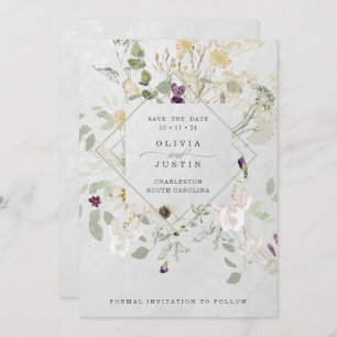 Misty Wildblumen Delicate Geometric Grau Back Save The Date