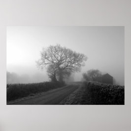 Misty Winter Morning: Cheshire, England Poster