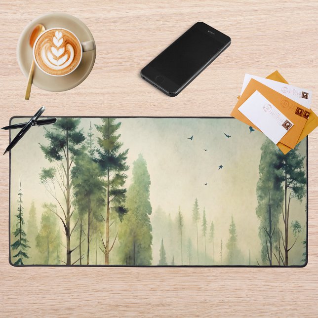 Misty Woodland Evergreen Forest Schreibtischunterlage (Von Creator hochgeladen)