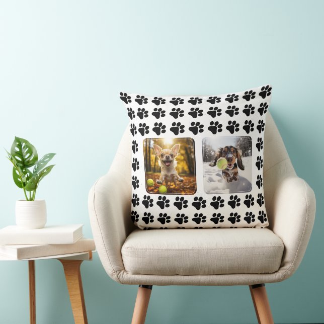 Mit 2 individuell anpassbaren Fotos Paw-trait Perf Kissen (Stuhl )