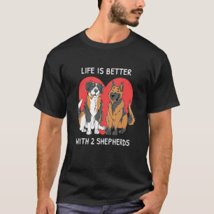 Mit 2 Schäfern Aussie Deutscher Schäferhund T-Shirt