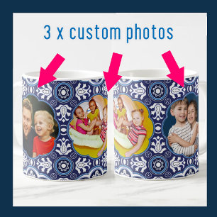 Mit 3 Bildern und Text, Mittelmeer-Azulejos Kaffeetasse