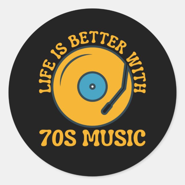 Mit 70er Music Seventies ist das Leben besser Runder Aufkleber (Vorderseite)