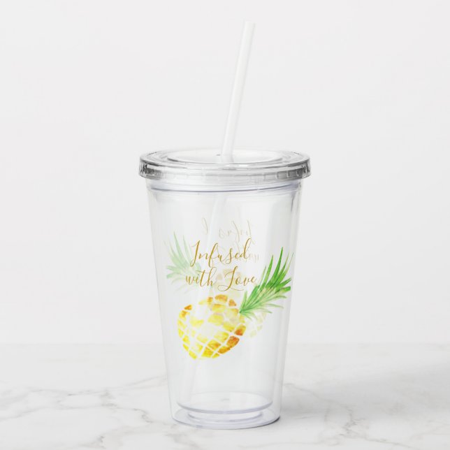 Mit Ananas der Liebe infundiert, anpassbar Acryltrinkbecher (Rückseite)