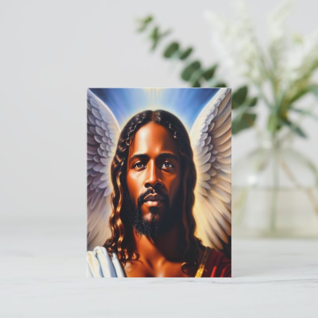 Mit Angel Wings Christliche Postkarte (Stehend Vorderseite)