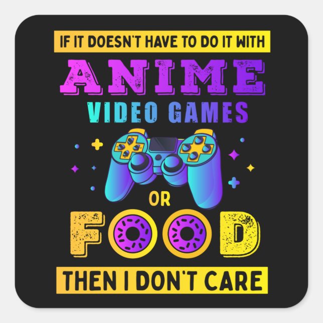 mit Animes-Videospielen oder coolen Jungen, die Es Quadratischer Aufkleber (Vorderseite)