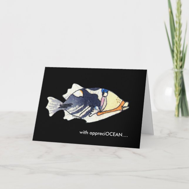 Mit appreciOCEAN Cartoon humu fish danke Karte (Vorderseite)