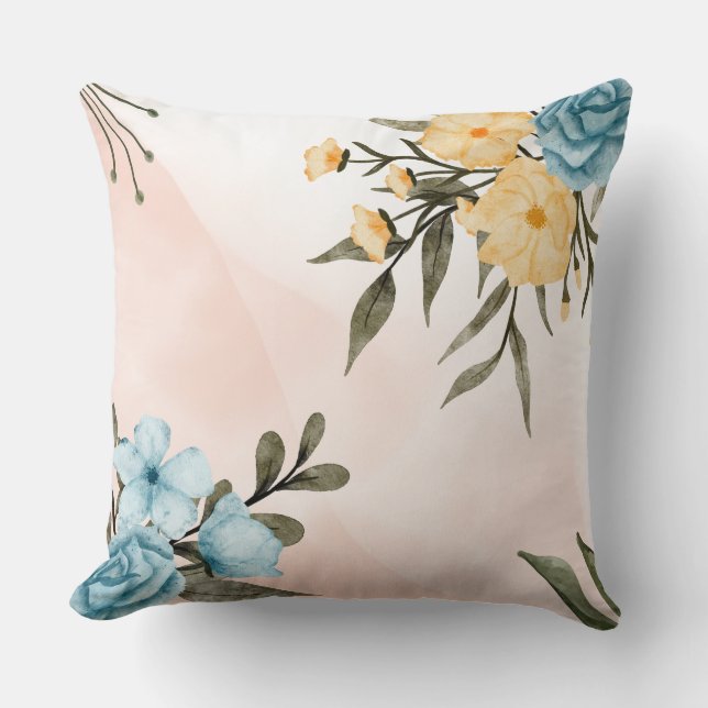 mit Aquarellfarben gestrichen Blume Kissen (Vorderseite)