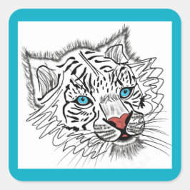 Mit Augen Babytiger Quadratischer Aufkleber