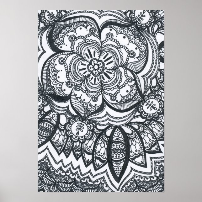 Mit Augen Blume Mandala Poster. Poster (Vorne)