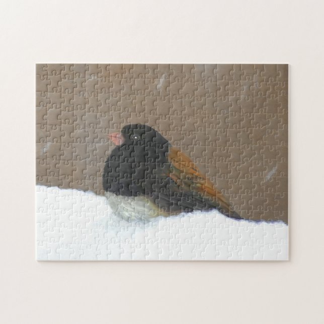 Mit Augen Junco-Malerei - Original Bird Art (Horizontal)