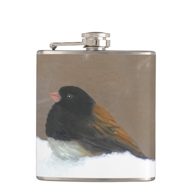 Mit Augen Junco-Malerei - Original Bird Art Flachmann (Vorderseite)