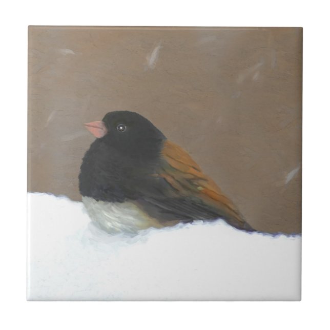 Mit Augen Junco-Malerei - Original Bird Art Fliese (Vorderseite)