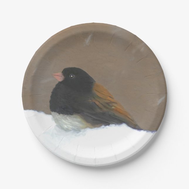 Mit Augen Junco-Malerei - Original Bird Art Pappteller (Vorderseite)