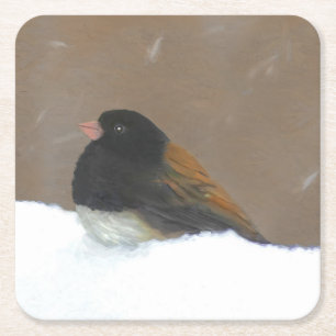 Mit Augen Junco-Malerei - Original Bird Art Rechteckiger Pappuntersetzer