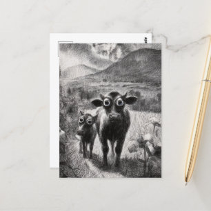 Mit Augen Kühe, schwarz und weiß Postkarte