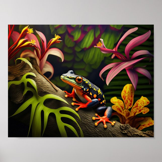Mit Augen Rotkehlfrosch Poster (Vorne)