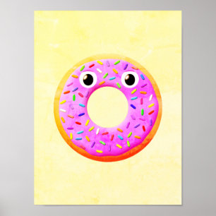 Mit Augen und Falten Zeichnend Donut Poster