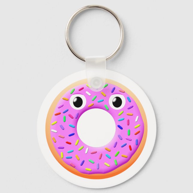 Mit Augen und Falten Zeichnend Donut Schlüsselanhänger (Vorderseite)