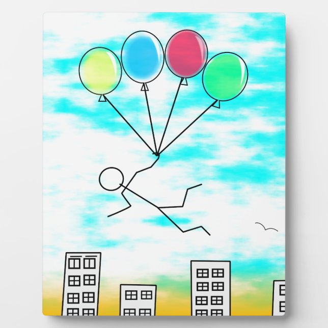 Mit Ballons über die Stadt fliegen Fotoplatte (Vorderseite)