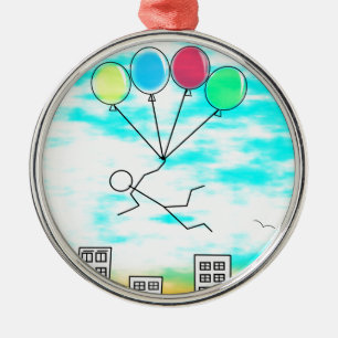 Mit Ballons über die Stadt fliegen Ornament Aus Metall