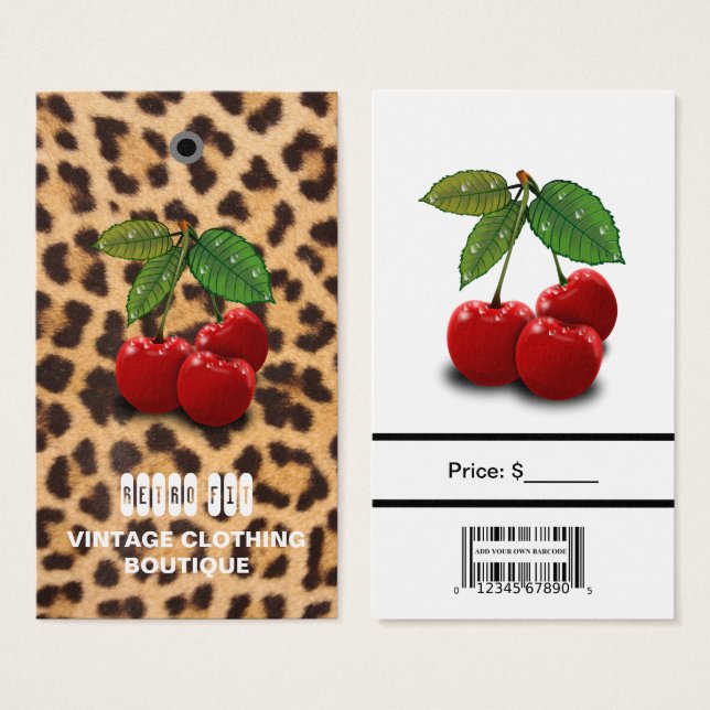 Mit Barcode-Bekleidungspreis-Tags Vintage Kirschen (Vorne & Hinten)