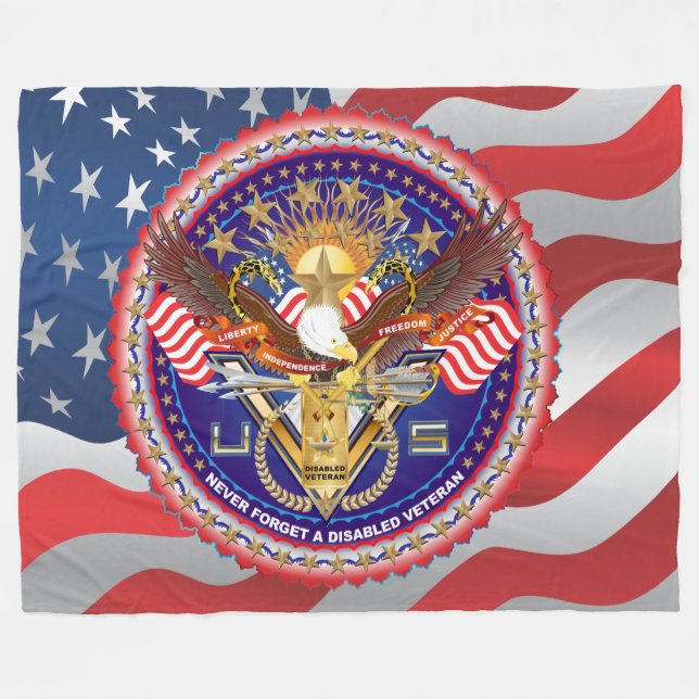 Mit Behinderung amerikanische Veteranen-Ansicht Fleecedecke (Vorderseite (Horizontal))